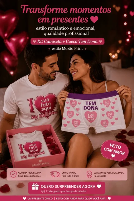 Kit Personalizado Camiseta + Cueca Presente Meu Amor❤️