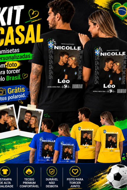 Kit Casal Brasil Personalizado com Foto💚💛