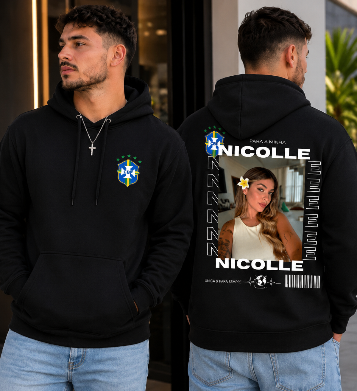 ChatGPT Image 3 de jul. de 2026, 08_29_13 Casaco Moletom Personalizado Brasil com Foto – Suas Duas Paixões 🇧🇷❤️ - Imagem 1