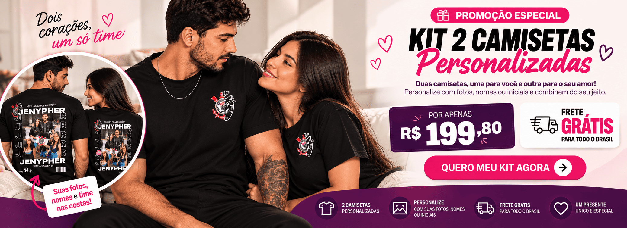 Kit de camisetas personalizadas para casais (1)